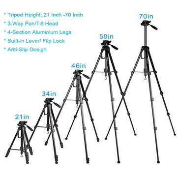 Regetek 73" Camera Tripod Travel Monopod (Aluminum Professional Video Camera Mount) Adjustable Stand...