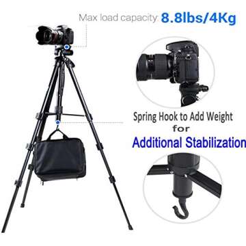 Regetek 73" Camera Tripod Travel Monopod (Aluminum Professional Video Camera Mount) Adjustable Stand with Flexible Head for Canon Nikon DV DSLR Camcorder Webcam cam& Carry Bag & Cellphone Mount