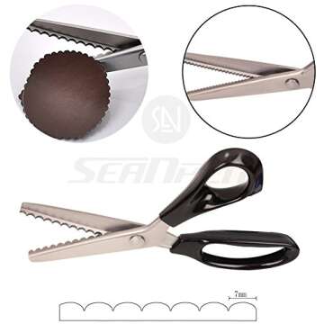 Fabric Pinking Shears Craft Scissors，Serrated Scalloped stainless Steel Handled Professional Sewin...