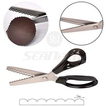 Fabric Pinking Shears Craft Scissors，Serrated Scalloped stainless Steel Handled Professional Sewin...