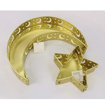 Elegant Moon & Star Shaped Iron Trays Ideal for Eid