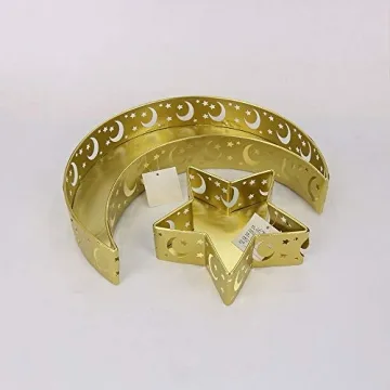 Elegant Moon & Star Shaped Iron Trays Ideal for Eid