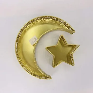 Elegant Moon & Star Shaped Iron Trays Ideal for Eid