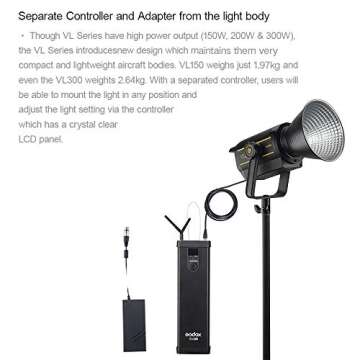 Godox VL300 LED Video Light with 9.18ft Stand