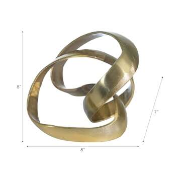 Sagebrook Home 7" Metal Knot Sculpture - Contemporary Abstract Knotted Metallic Gold Table Decor for Home or Office Accent - Elegant Home Decor