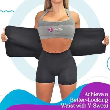 Vanna Belt V-Sweat Waist Trainer for Women - Premium Waist Trainer with Back Support for Enhanced Workouts - Gym Sweat Belt for Weight Loss Black