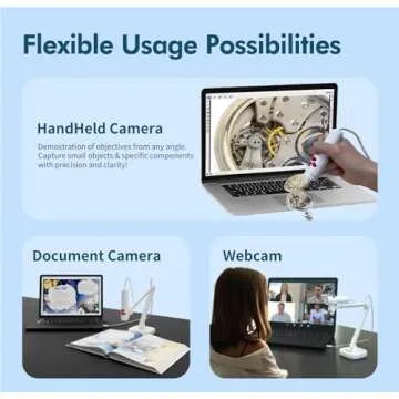 INSWAN INS-3 Handheld Webcam/USB Document Camera for Classroom, Built-in Mic, Light, Auto Focus, Windows, Mac OS, Chromebook for Close-up Demo, Distance Learning, Teaching, Web Conferencing, IWBs