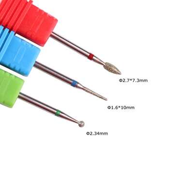 MZCMSL 3pcs Diamond Cuticle Drill Bits (Needle,Ball,Bullet) Nail Bit,Professional Manicure Drill Bit...