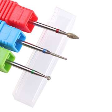 MZCMSL 3pcs Diamond Cuticle Drill Bits (Needle,Ball,Bullet) Nail Bit,Professional Manicure Drill Bit Kit,3/32 Shank e file