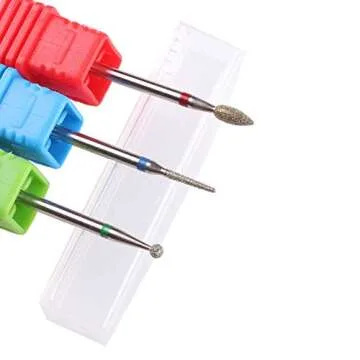 MZCMSL 3pcs Diamond Cuticle Drill Bits (Needle,Ball,Bullet) Nail Bit,Professional Manicure Drill Bit Kit,3/32 Shank e file