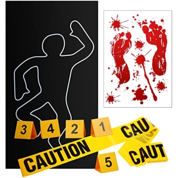 8 Pieces Crime Scene Decorations Including Body Silhouette and Props