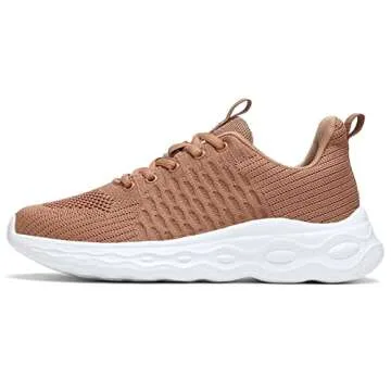 Kvovzo Womens Shoes Non Slip Comfort Work Gym Shoes Ladies Walking Running Breathable Casual Sport Sneakers Brown