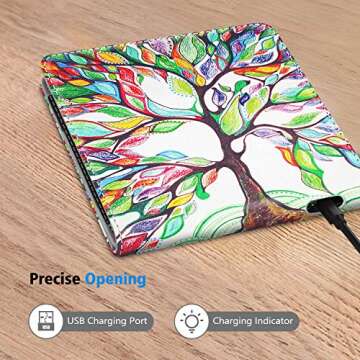 Fintie Flip Case for 7" Kindle Oasis (10th/9th Generation, 2019/2017 Release) - Multi Angle Hands Free Viewing Stand Cover with Auto Sleep Wake, Love Tree