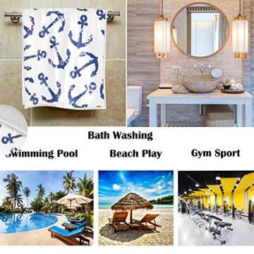 Pfrewn Nautical Retro Anchors Hand Towels – Perfect for Home and Beach