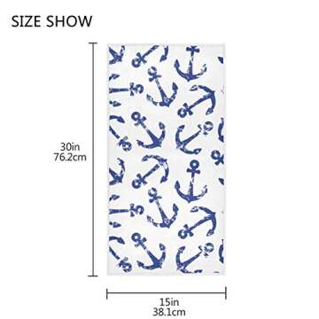 Pfrewn Nautical Retro Anchors Hand Towels 16x30 Soft Absorbent