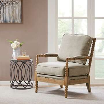 Madison Park Donohue Mid-Century Modern Accent Chairs for Living Room with Nailhead Trim, Solid Wood...