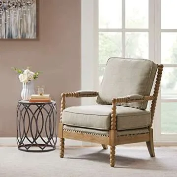 Madison Park Donohue Mid-Century Modern Accent Chairs for Living Room with Nailhead Trim, Solid Wood...