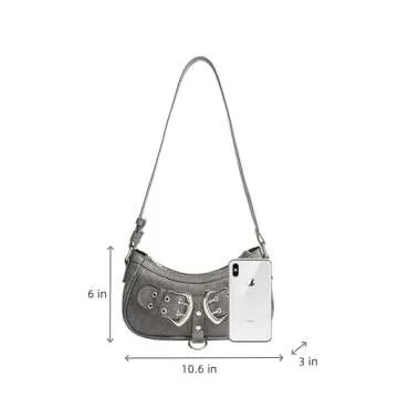 Generic Denim Bag for Women Stylish Purse Cute Shoulder Bag Trendy Handbag with Zipper Closure and Adjustable Strap (Blue)