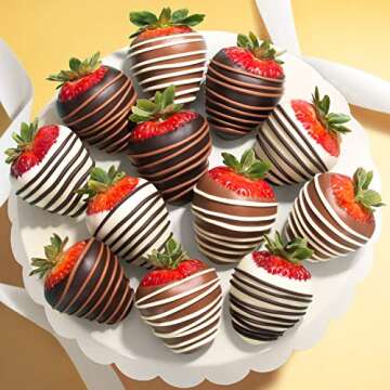 Chocolate Covered Strawberries, 12 Dark/Milk/White Delight