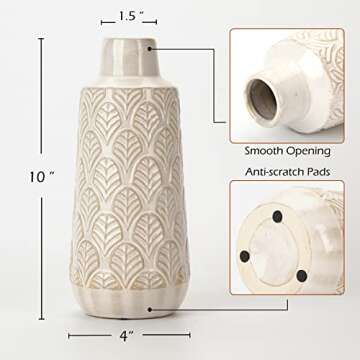10 Inch White Ceramic Vase for Elegant Home Decor