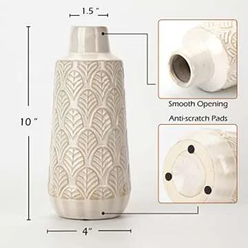 10 Inch White Ceramic Vase for Elegant Home Decor