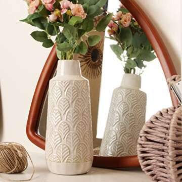 10 Inch White Ceramic Vase for Elegant Home Decor