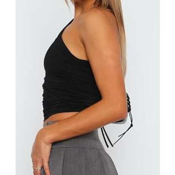 LEEDYA One Shoulder Tank Top - Chic & Comfortable Women's Fashion