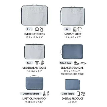 DIMJ 8 Pcs Packing Cubes Set for Organized Travel