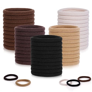 Pimoys 100 Pcs Elastic Hair Ties - Thick Seamless Hair Bands for Women