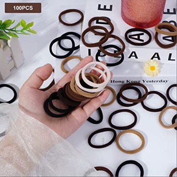 Pimoys 100 Pcs No Damage Elastic Hair Ties for All