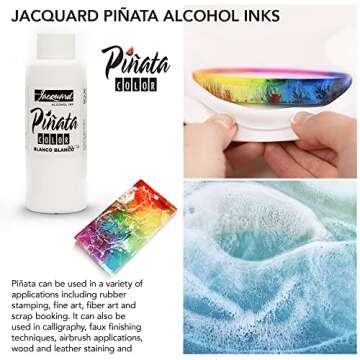 Pinata Blanco Alcohol Ink 4-Ounce, Pixiss 20ml Needle Tip Applicator Bottle and Funnel, Bundle for Yupo and Resin