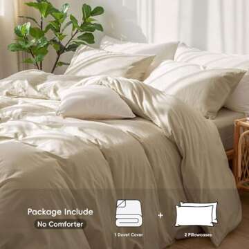 MooMee Bedding Duvet Cover Set 100% Washed Cotton Linen Like Textured Breathable Durable Soft Comfy ...