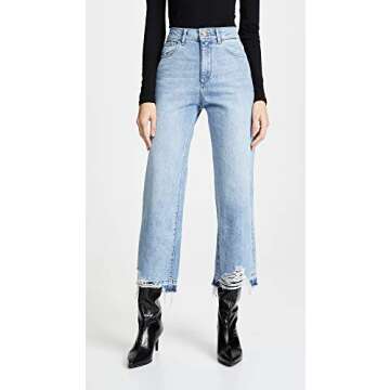 DL1961 Women's Hepburn High Rise Wide Leg Jeans, Slate, Blue, 27