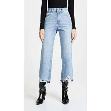 DL1961 Women's Hepburn High Rise Wide Leg Jeans in Slate Blue, Size 27