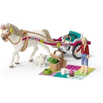 Schleich Horse Club — 32-Piece Carriage Ride with Picnic Playset, Horse and Carriage Toy Set with ...