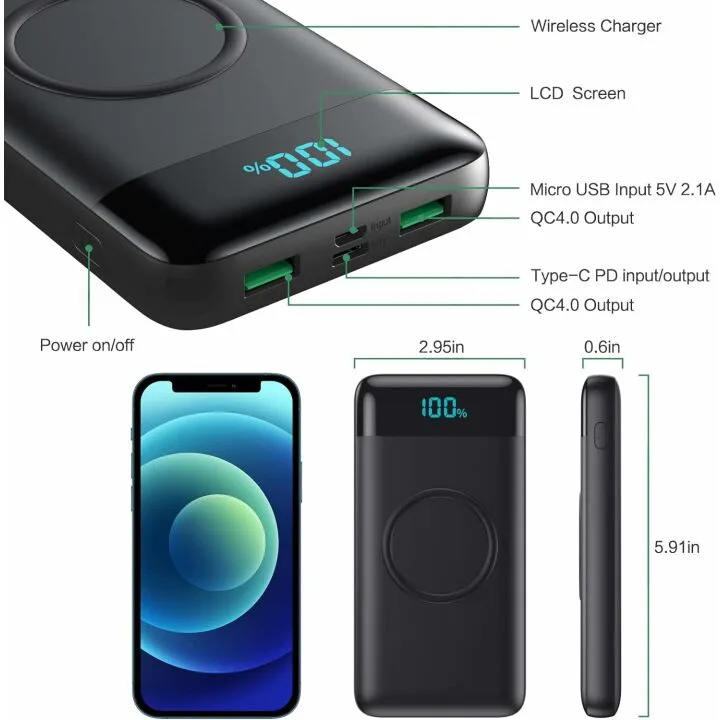 Wireless Portable Charger 30,800mAh with Fast Charging