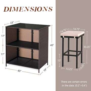 SOLAURA 3-Piece Outdoor Patio Bar Set for Entertaining