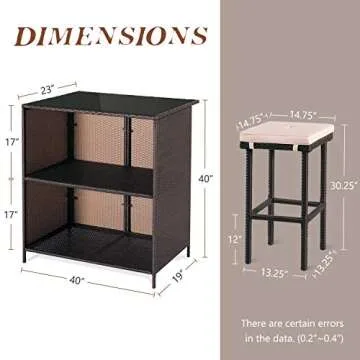 SOLAURA 3-Piece Outdoor Patio Bar Set for Entertaining