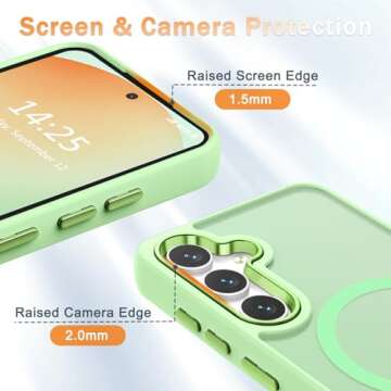 for Samsung Galaxy S25+ Plus Case, Matte Magnetic Phone Case with 1 Screen Protector, Support for Magsafe, Translucent Frosted Shockproof Protective Cover for Samsung Galaxy S25+ Plus, Mint Green