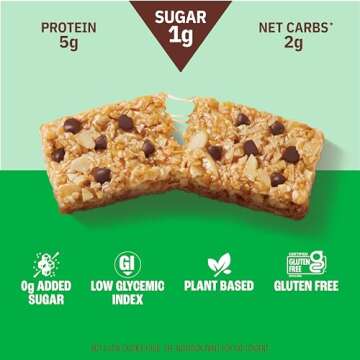 Munk Pack Chewy Granola Bars, Almond Butter Chocolate Chip - Low Sugar Snacks with 5g Protein, 1g Su...