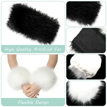 Coume Faux Fur Winter Headband & Wrist Cuffs Set - Chic Style