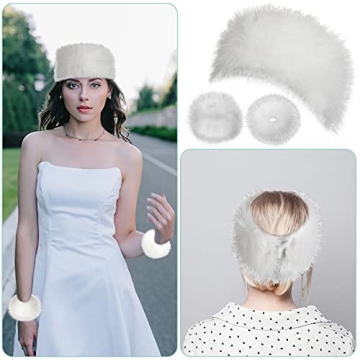 Coume Faux Fur Winter Headband & Wrist Cuffs Set - Chic Style