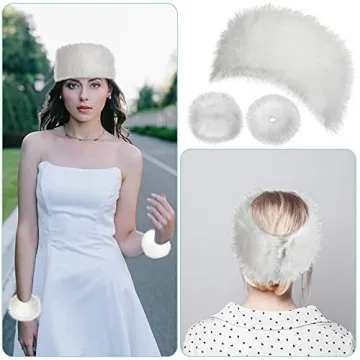 Coume Faux Fur Winter Headband & Wrist Cuffs Set - Chic Style
