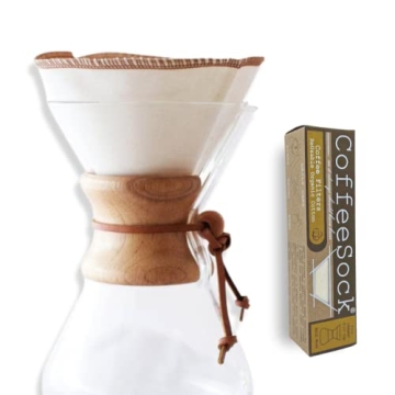 CoffeeSock ‘The Original’ Reusable 100% Organic Cotton Coffee Filters - 2 pack - Fits Chemex® F...