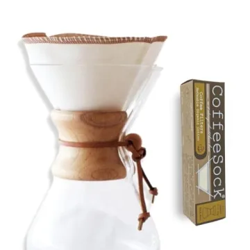 CoffeeSock ‘The Original’ Reusable 100% Organic Cotton Coffee Filters - 2 pack - Fits Chemex® F...