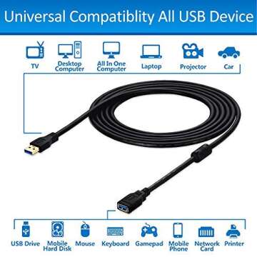 20 ft USB 3.0 Extension Cable, ShineKee 20 Feet USB 3.0 High Speed Extender Cord Type A Male to A Fe...