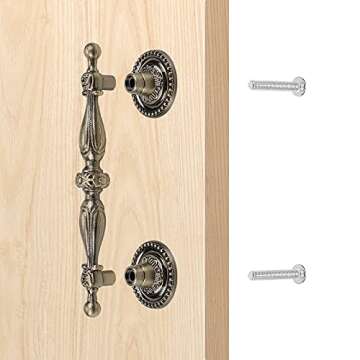GOLDENTIMEHARDWARE (6PCS) Cabinet Handles 3.5 inch Center Antique Bronze Handle for Cabinets 5" Length Dresser Pull Knobs Vintage Style Kitchen Hardware