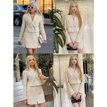 Cicy Bell Cropped Tweed Blazer and Skirt Set