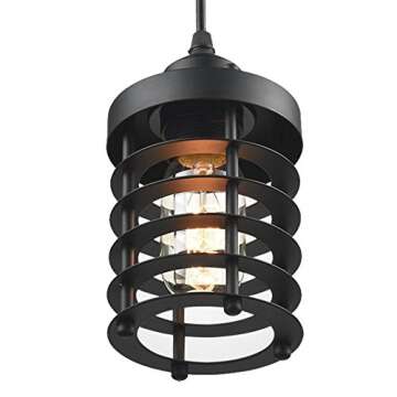 WINSOON Rustic Metal Cage Pendant Light Fixture 3 Pack