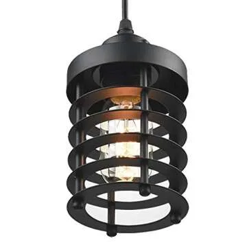 WINSOON Rustic Metal Cage Pendant Light Fixture 3 Pack